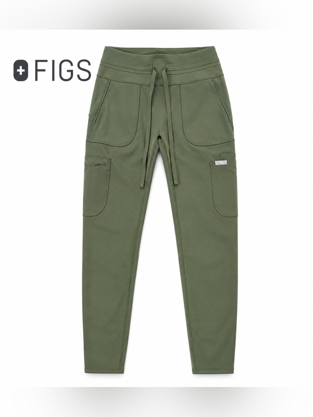 FIGS Slim Cargo Jogger Scrub Pants Womens Small Olive Green Utility